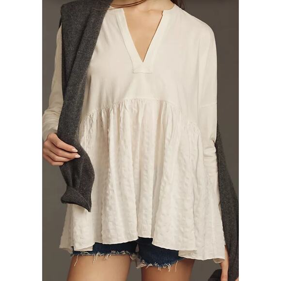 Pilcro from Anthropologie Long Sleeve Babydoll Top in White Size XL - Picture 2 of 10